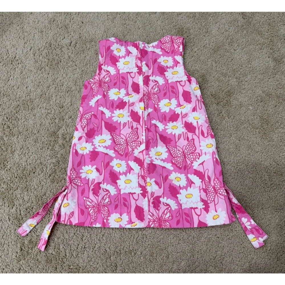 Lilly Pulitzer White Label Girls Sz 3T Shift Dress Pockets Daisy Butterfly Pink